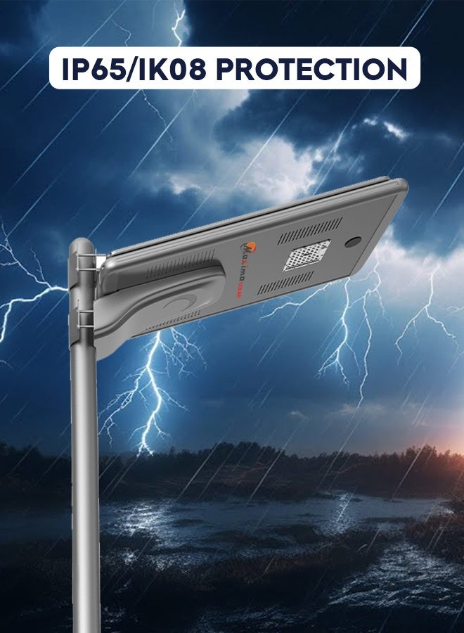 Maxima Solar Integrated Street Light 64W – High-Efficiency All-in-One Solar LED Outdoor Street Light with Built-in Battery & Panel - Image 3